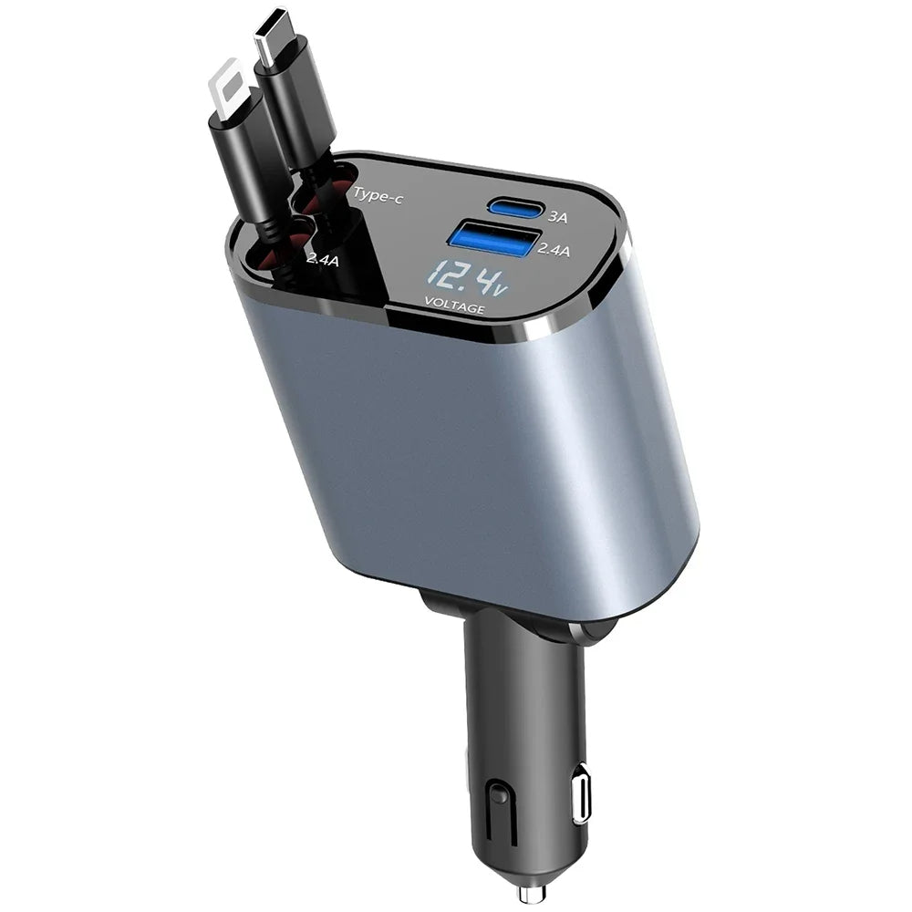 4-in-1 Car Charger Adaptor - Apple & Android - 120W
