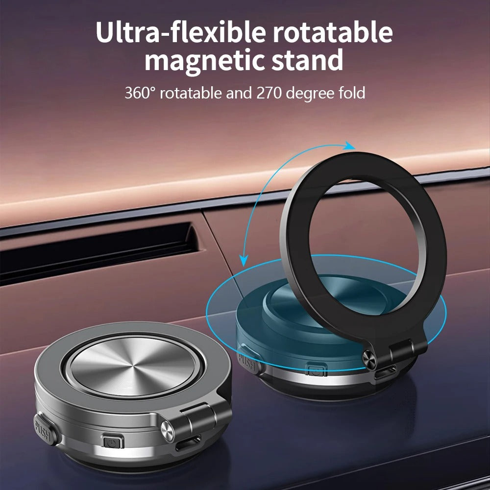 360° Folding Electric-Magnetic Phone Holder with Intelligent Vacuum