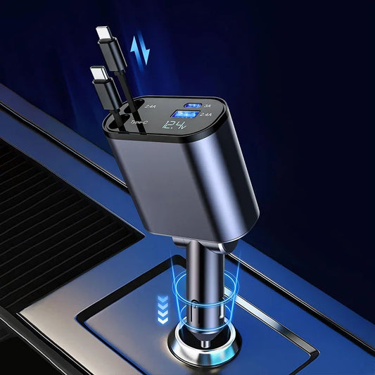 4-in-1 Car Charger Adaptor - Apple & Android - 120W